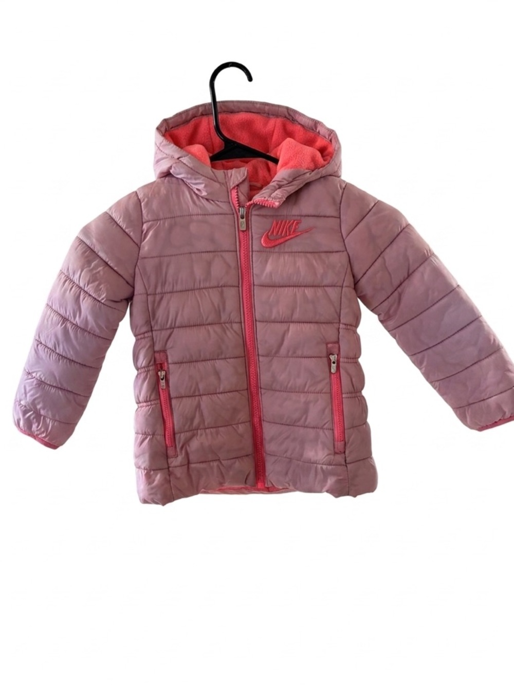 Nike Light Pink Quilted Hooded Jacket with Coral Accents